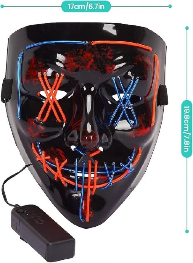 ماسك مجموعة من 4 أقنعة مخيفة لعيد الهالوين - أقنعة LED - أقنعة ”Purge“ LED - أقنعة مضيئة LED لأزياء عيد الهالوين - Image 3