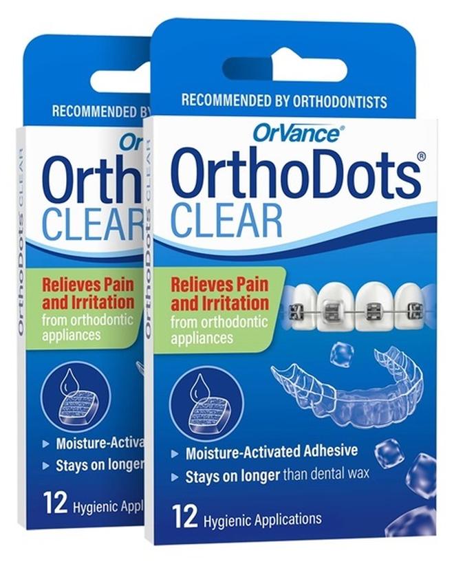 Orvance OrthoDots CLEAR – Moisture Activated Braces Wax Alternative for Pain Caused by Braces, Clear Aligner Trays, and Other Orthodontic Appliances. OrthoDots Stick Better and Stay on Longer than Dental Wax. - Image 1
