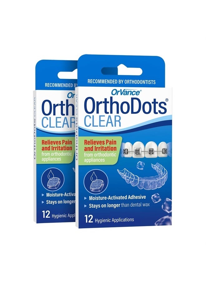 Orvance OrthoDots CLEAR – Moisture Activated Braces Wax Alternative for Pain Caused by Braces, Clear Aligner Trays, and Other Orthodontic Appliances. OrthoDots Stick Better and Stay on Longer than Dental Wax.  - Image 1