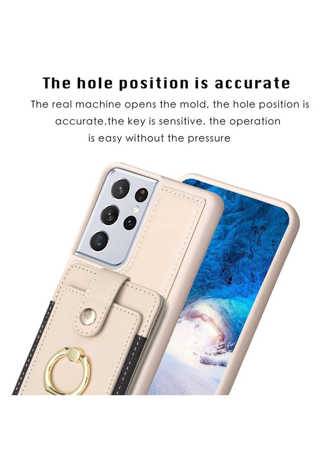 اس-توب جراب لهاتف Samsung Galaxy S21 Ultra 5G BF27 مزود بحلقة معدنية وحقيبة بطاقات وحافظة هاتف - Image 3