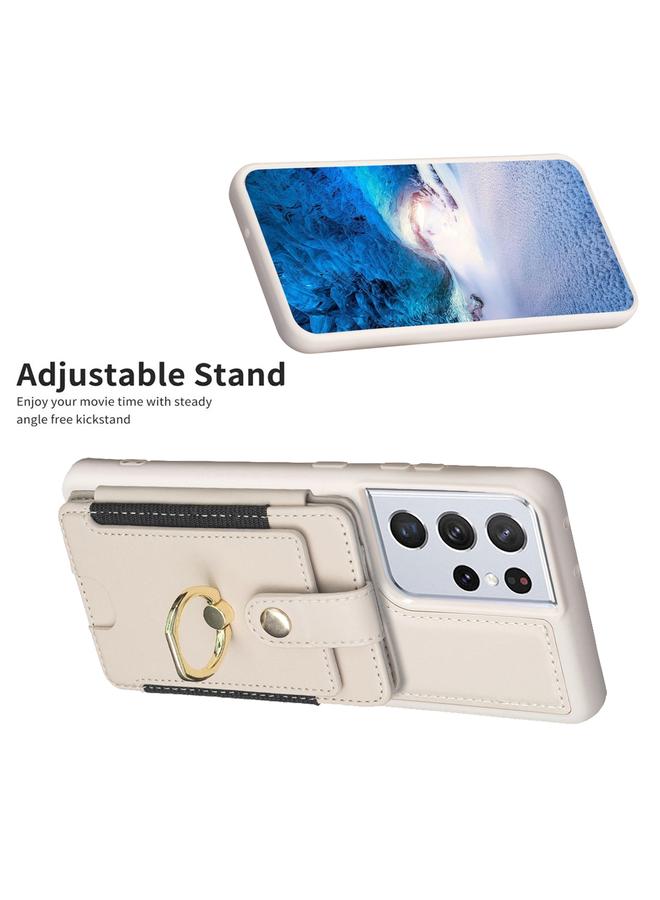 اس-توب جراب لهاتف Samsung Galaxy S21 Ultra 5G BF27 مزود بحلقة معدنية وحقيبة بطاقات وحافظة هاتف - Image 5