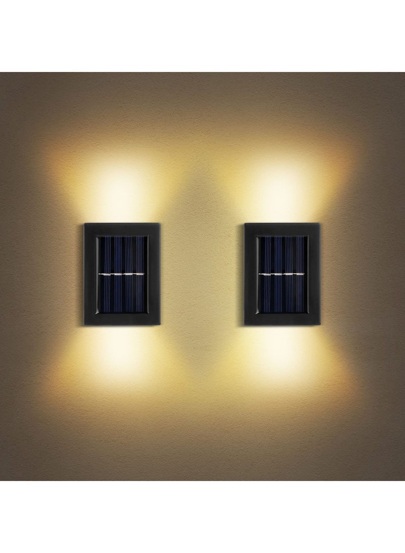 Y&D Solar Wall Lights Small Fence Powered 2 Pack LED Porch Light, Luces Solares para Exteriores, Exterior Light Fixture Holiday Decor ( Warm White Lighting )  - Image 1