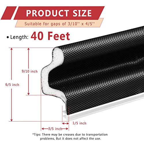 Fingwerk 40 Feet Long Reach Weather Stripping Door Seal, V-Shaped Replacement Door Seal Strip Foam Kerf Weather Stripping for Doors Frame Card Slot Door Insulation Strip, Easy Cut to Size(Black) - Image 3