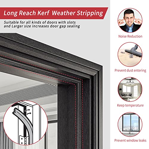Fingwerk 40 Feet Long Reach Weather Stripping Door Seal, V-Shaped Replacement Door Seal Strip Foam Kerf Weather Stripping for Doors Frame Card Slot Door Insulation Strip, Easy Cut to Size(Black) - Image 5