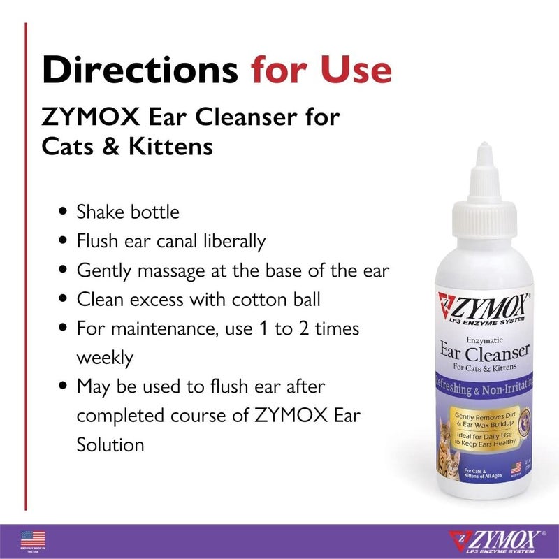 ZYMOX Enzymatic Ear Cleanser for Cats & Kittens, 4 oz. - Cleans and Refreshes Ear Canal for Relief from Wax and Dirt Buildup - Image 4