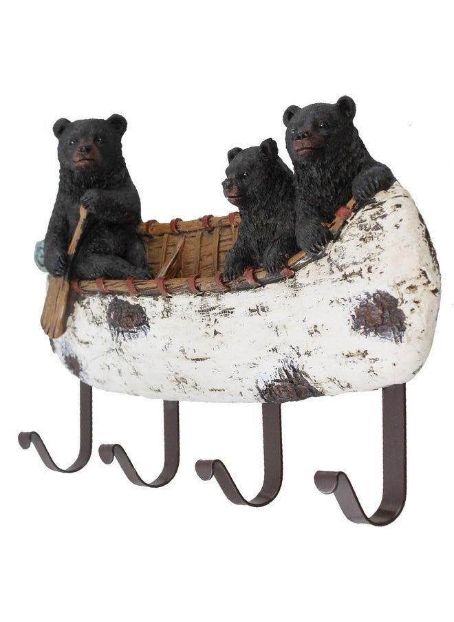 Old River Outdoors Black Bear And Cubs Paddling A Canoe Decor 4 Peg Decorative Wall Mount Hook  - Image 3