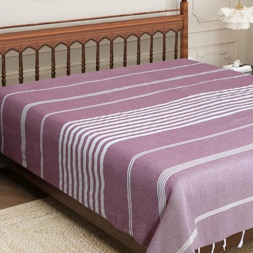 Värde Handmade Double Bedsheet 210 TC | Without Pillow Cover | Handloom Cotton Bedsheets for Double Bed | Double Bedsheet for Summer (Size 90X100 Inches, 7.5 x 8.3 Feet (Rose Ebony, King Size) - Image 1