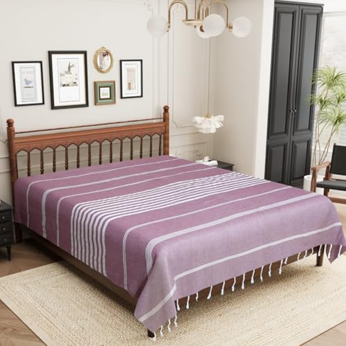 Värde Handmade Double Bedsheet 210 TC | Without Pillow Cover | Handloom Cotton Bedsheets for Double Bed | Double Bedsheet for Summer (Size 90X100 Inches, 7.5 x 8.3 Feet (Rose Ebony, King Size) - Image 3