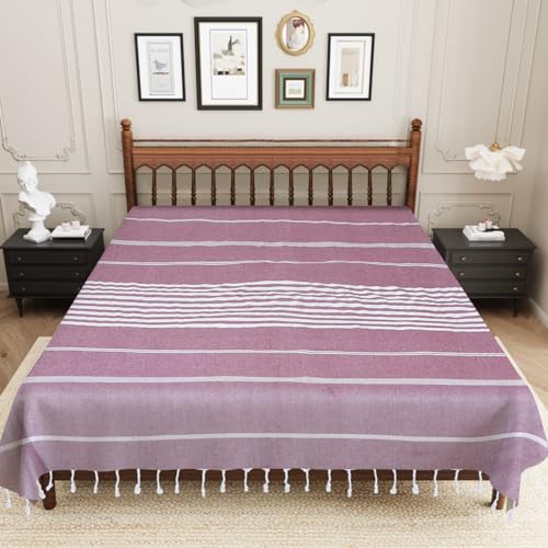 Värde Handmade Double Bedsheet 210 TC | Without Pillow Cover | Handloom Cotton Bedsheets for Double Bed | Double Bedsheet for Summer (Size 90X100 Inches, 7.5 x 8.3 Feet (Rose Ebony, King Size) - Image 2