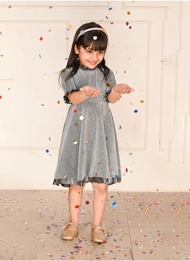 LILPICKS Shimmering A-line Short Sleeves Dress