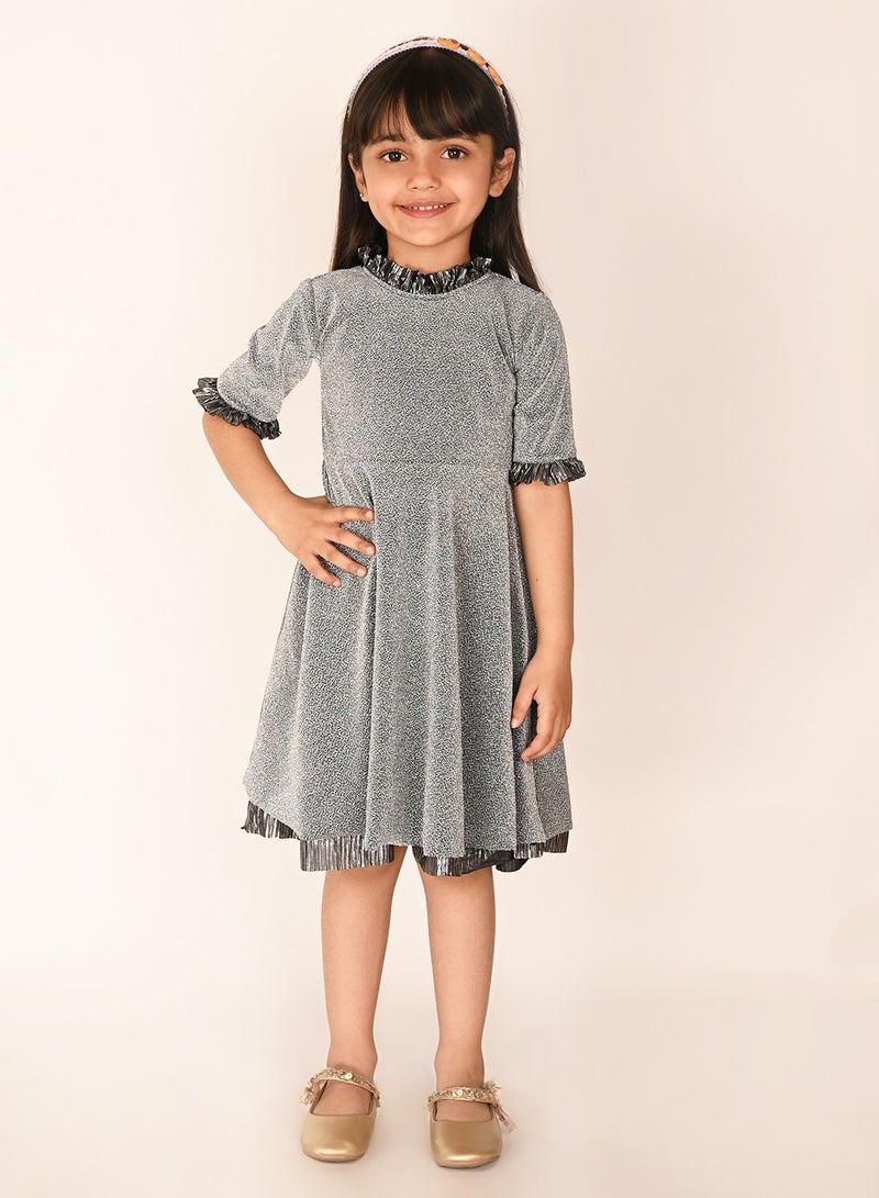LILPICKS Shimmering Ruffle-Trim Dress - Image 4