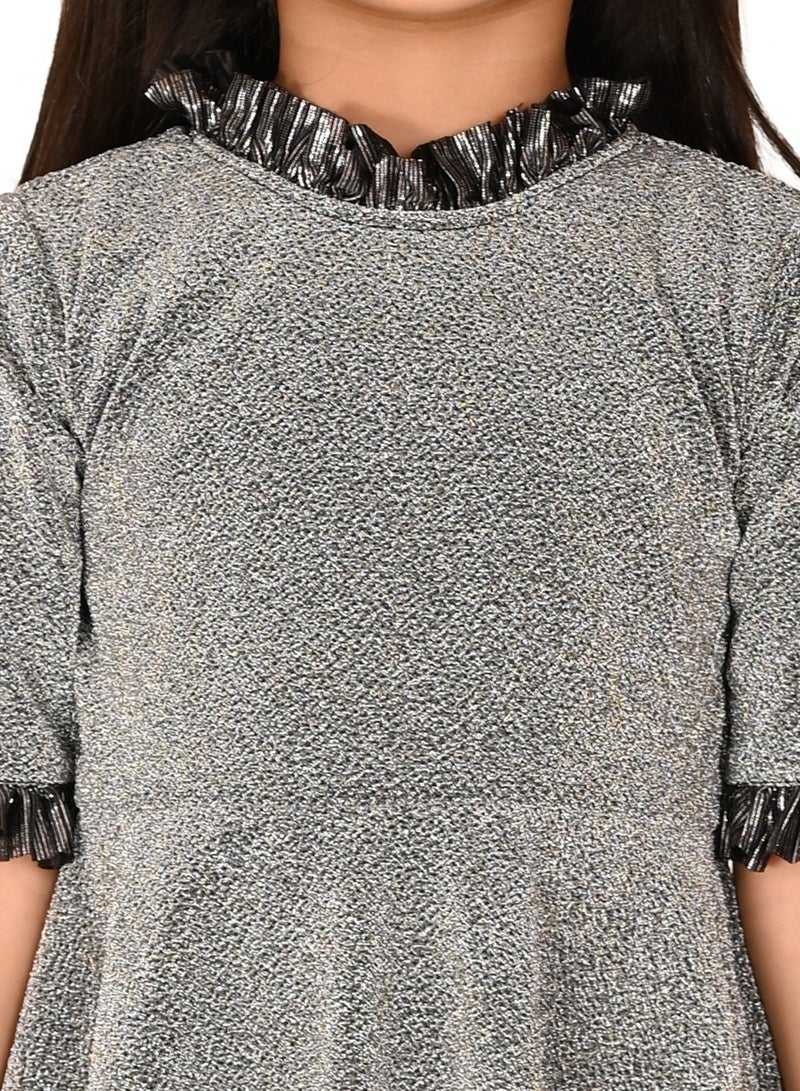 LILPICKS Shimmering Ruffle-Trim Dress - Image 3