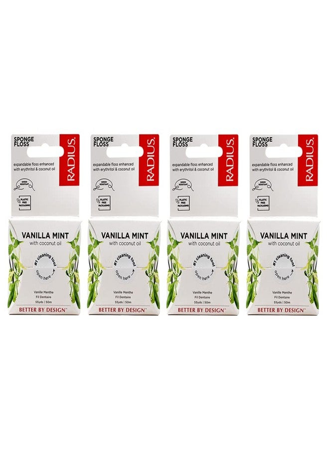 RADIUS Vanilla Mint Dental Floss 55 Yards Vegan & Non-Toxic Oral Care Boost & Designed to Help Fight Plaque Clear - Pack of 4 - Image 1