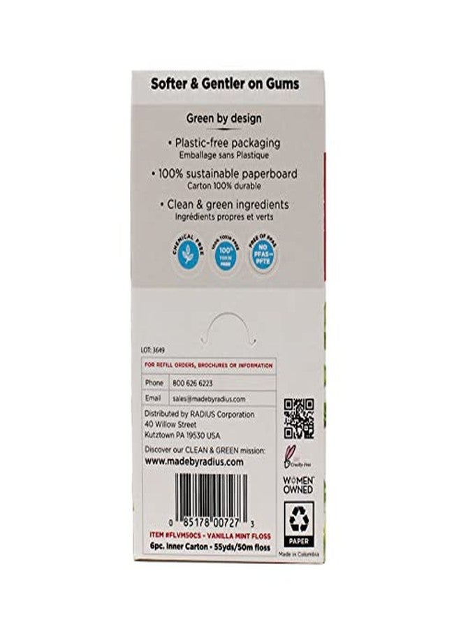 RADIUS Vanilla Mint Dental Floss 55 Yards Vegan & Non-Toxic Oral Care Boost & Designed to Help Fight Plaque Clear - Pack of 4 - Image 3