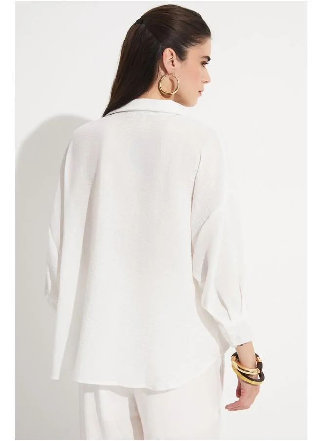 جون June Women Pocket Detailed Shirt White