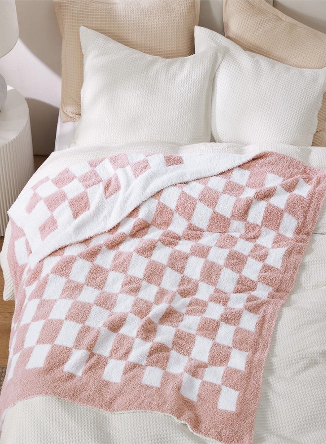 Bedsure Fall Throw Blanket for Couch - Super Soft, Cozy & Warm Knit Checkered Blanket, Breathable, Lightweight & Fluffy for Bed & Sofa, Gentlesoft Pink, 60x80 Inches - Image 3