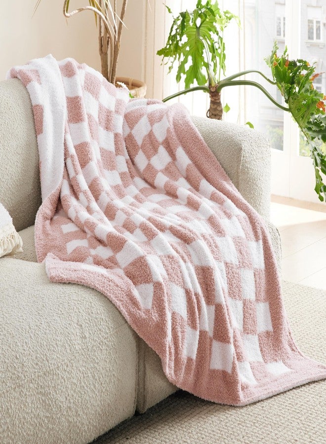 Bedsure Fall Throw Blanket for Couch - Super Soft, Cozy & Warm Knit Checkered Blanket, Breathable, Lightweight & Fluffy for Bed & Sofa, Gentlesoft Pink, 60x80 Inches - Image 2