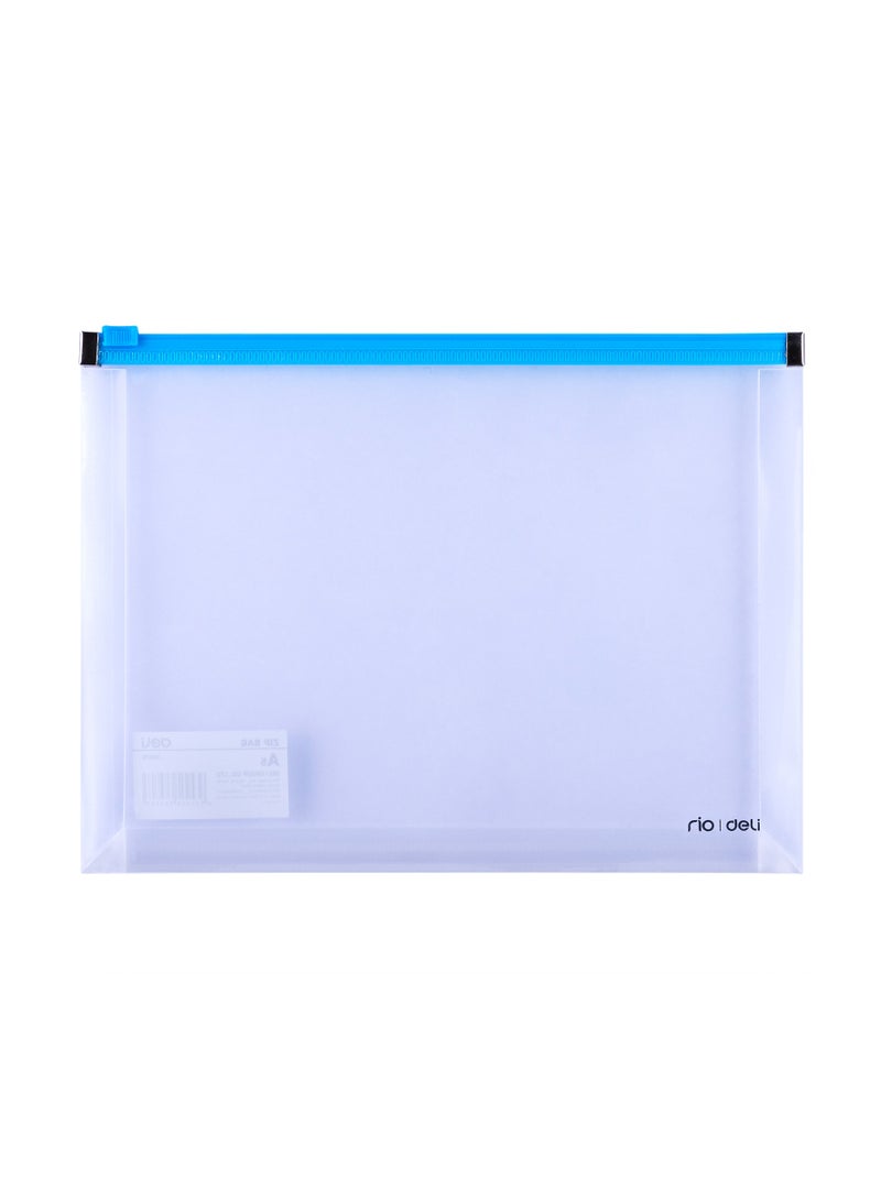 Deli A5 Zip 4 Bag Set - Assorted Colors, Transparent, 100% Korean Imported PP Material, E38976