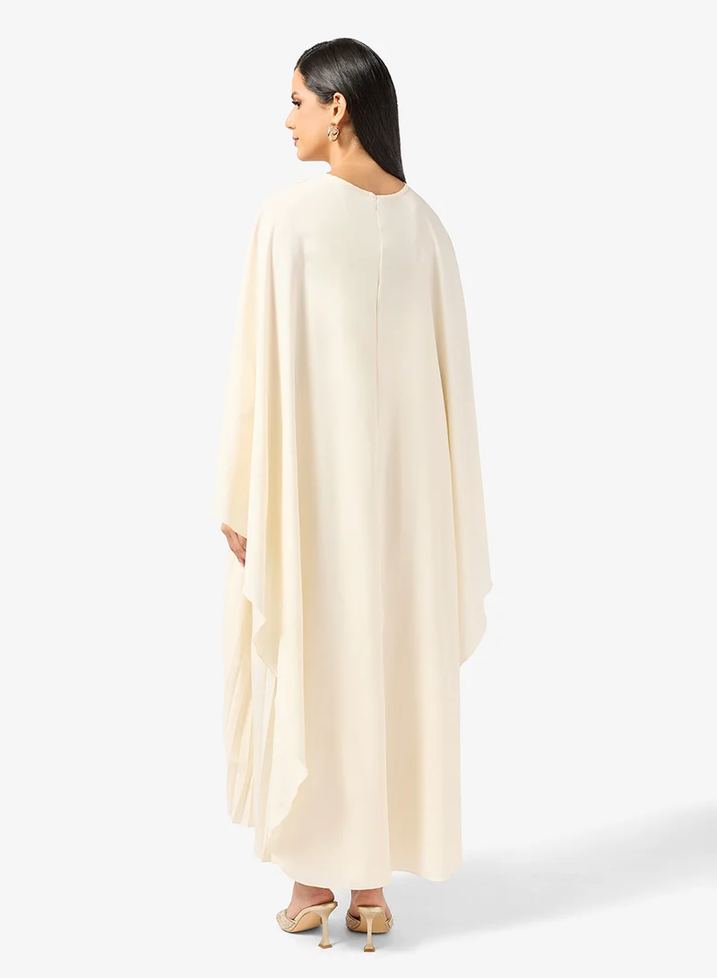 خزانة Pleated Dress With Cape Sleeves
