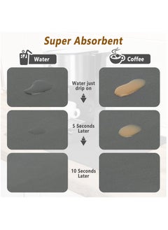 MileMelo Coffee Mat - Hide Stain Absorbent Rubber Backed Quick Drying Mat Fit Under Coffee Maker Espresso Machine - Coffee Bar Accessories Kitchen Counter Dish Drying Mat Grey  - Image 3
