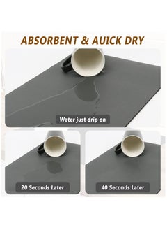 MileMelo Coffee Mat - Hide Stain Absorbent Rubber Backed Quick Drying Mat Fit Under Coffee Maker Espresso Machine - Coffee Bar Accessories Kitchen Counter Dish Drying Mat Grey  - Image 4