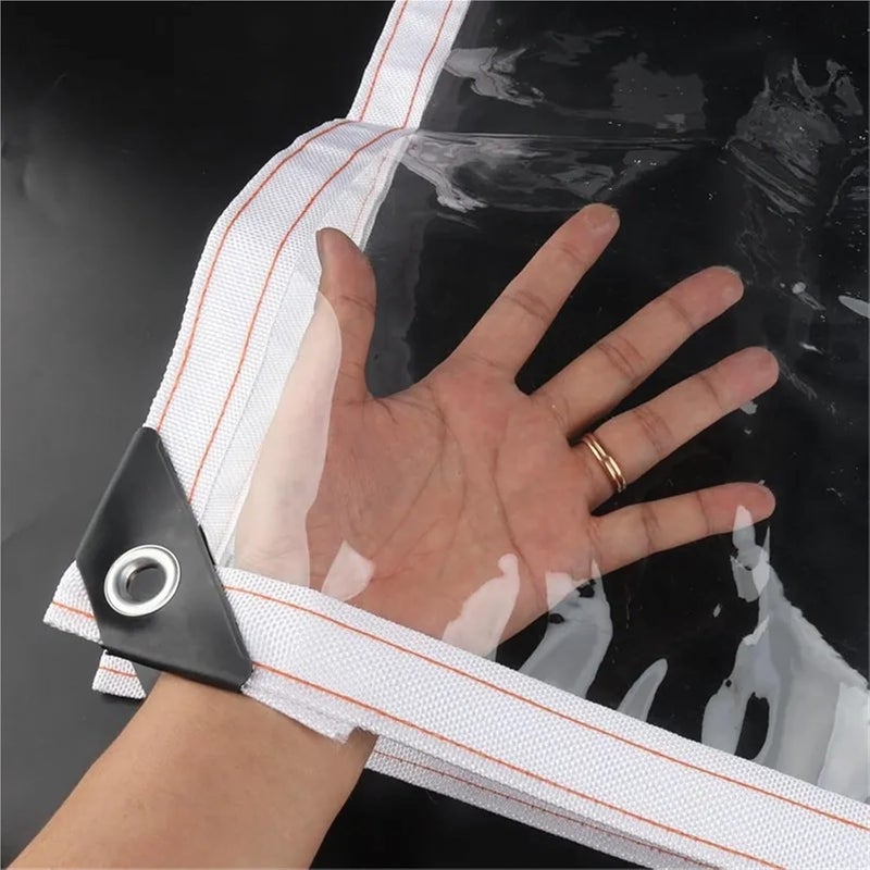 0.3mm/0.5mm Thick Outdoor Transparent Tarpaulin Garden Balcony Rainproof Cloth Door Window Clear Tarps Waterproof Tarpaulin for Waterproofing(0.3mm Thickness,1x3.0m) - Image 3