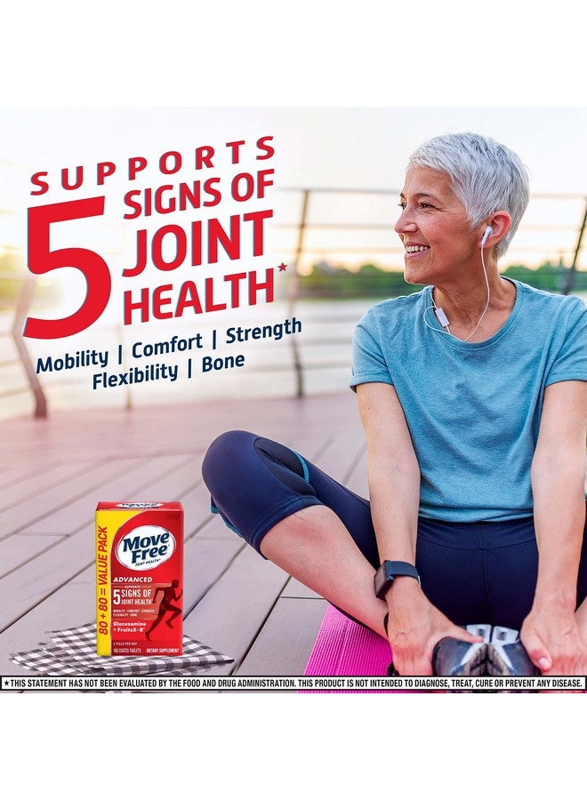 Move Free Advanced Glucosamine Chondroitin + Calcium Fructoborate Joint Support Supplement Supports Mobility Comfort Strength Flexibility & Bone 160 Tablets (80 Servings)* - Image 4