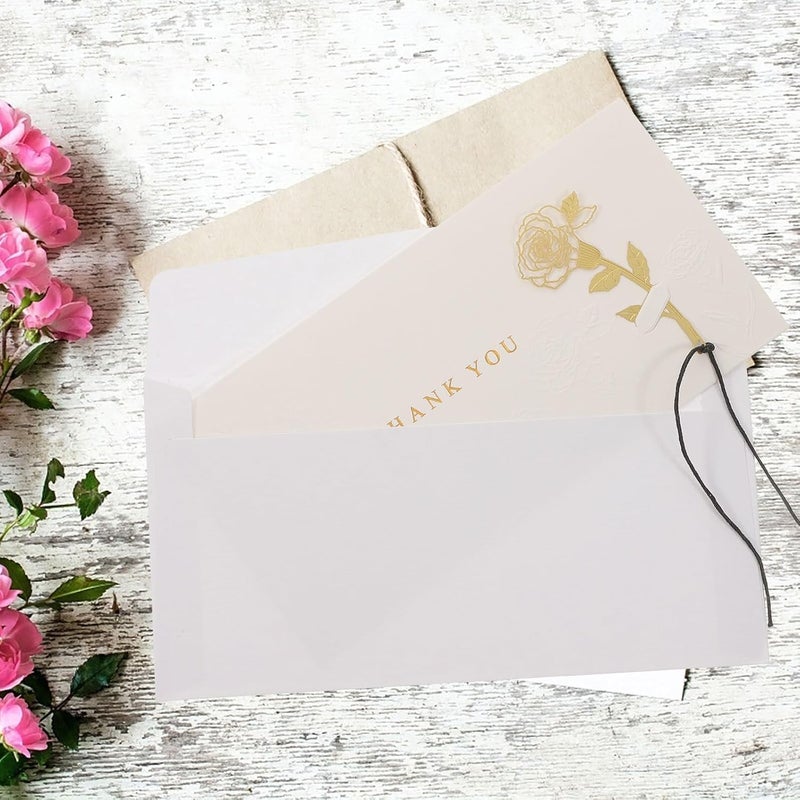 2pcs Gold Foil Thank You Cards Mini Blank Note Cards with Envelope for Birthday Wedding Shower Greeting - Image 5