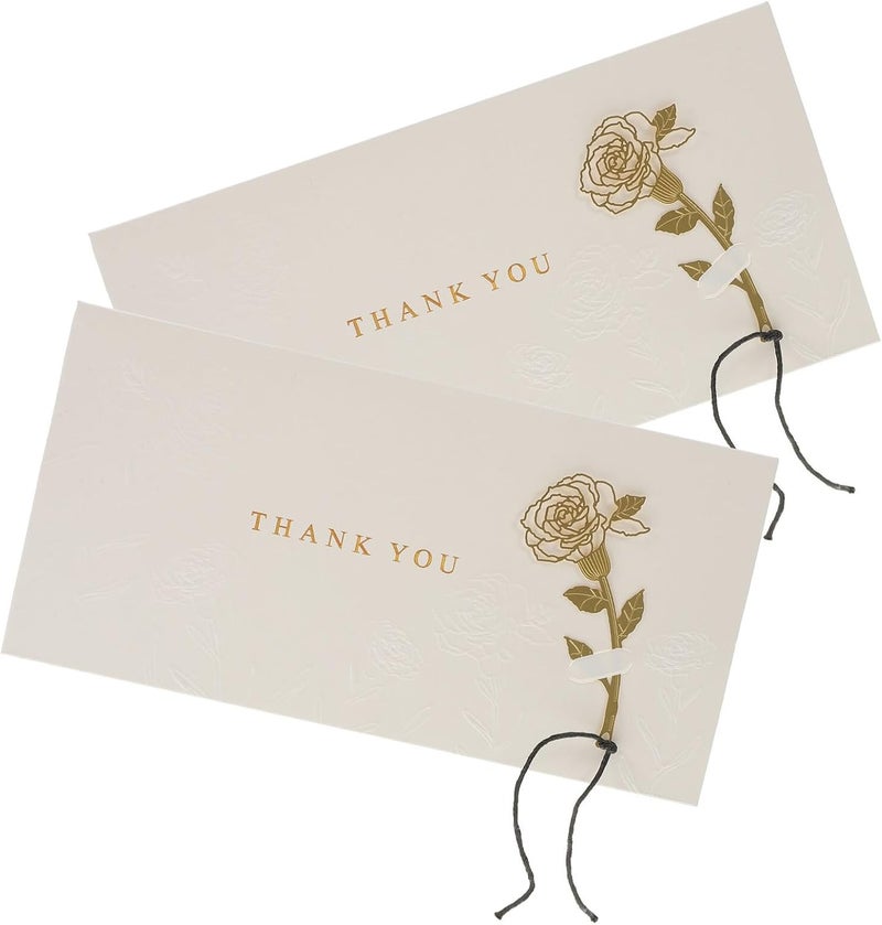 2pcs Gold Foil Thank You Cards Mini Blank Note Cards with Envelope for Birthday Wedding Shower Greeting - Image 1