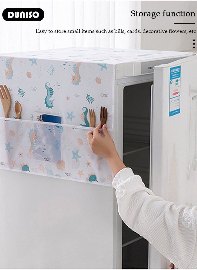 DUNISO Fridge Dust Cover Washer And Dryer Top Cover, Waterproof Multi-Purpose Top Covers with Storage Pocketswith 6 Storage Pockets, Suitable for Home and Kitchen 130×55CM  - Image 3