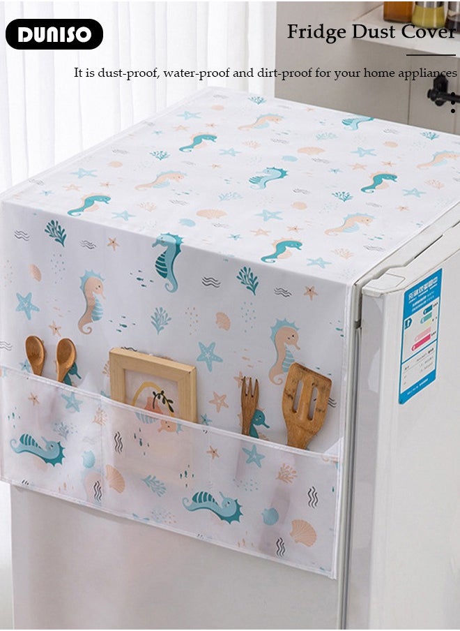 DUNISO Fridge Dust Cover Washer And Dryer Top Cover, Waterproof Multi-Purpose Top Covers with Storage Pocketswith 6 Storage Pockets, Suitable for Home and Kitchen 130×55CM  - Image 5