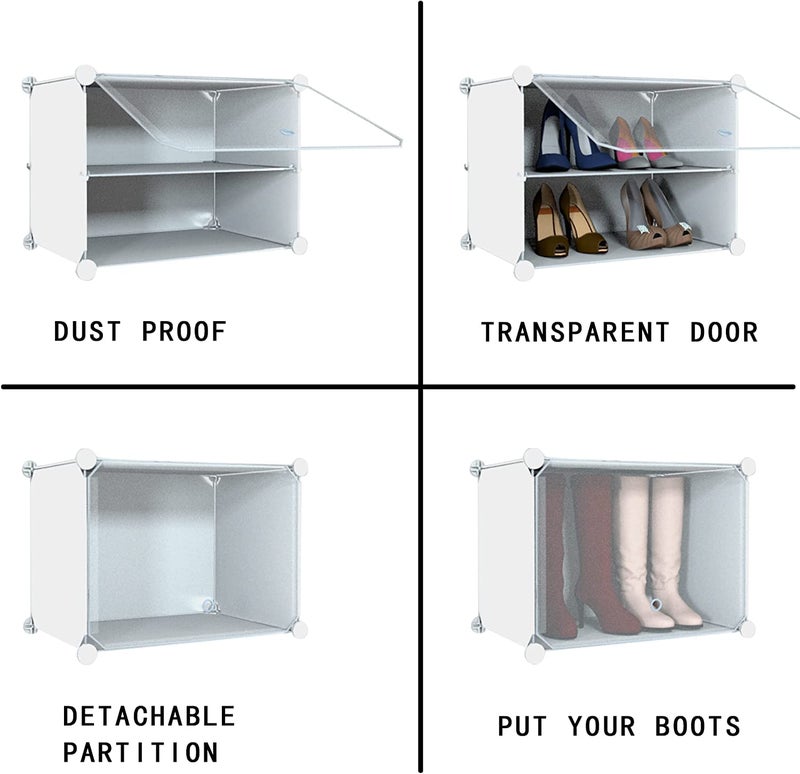 HOMICKER Shoe Rack Organizer, 48 Pair Shoe Storage Cabinet with Door Expandable Plastic Shoe Shelves for Closet,Entryway,Hallway,Bedroom - Image 3