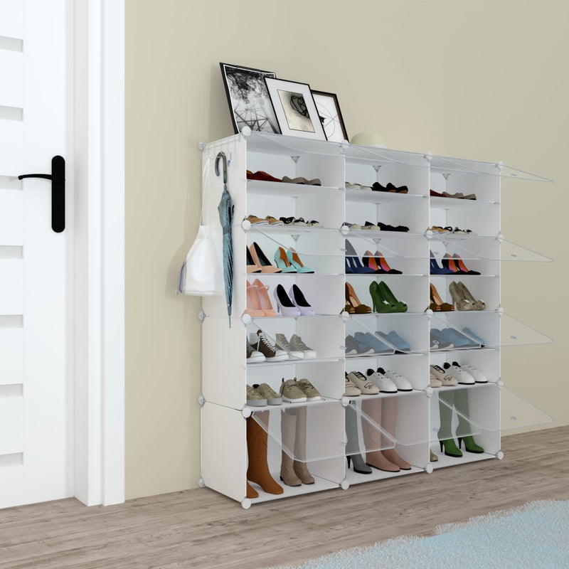 HOMICKER Shoe Rack Organizer, 48 Pair Shoe Storage Cabinet with Door Expandable Plastic Shoe Shelves for Closet,Entryway,Hallway,Bedroom - Image 4