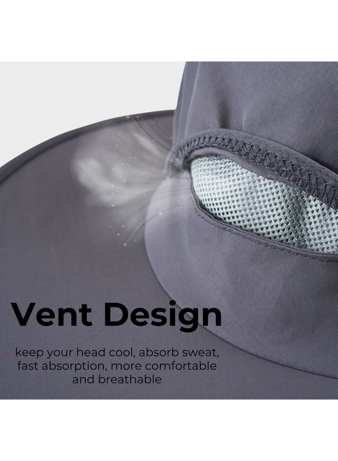 F Flammi Flammi UPF 50+ Mosquito Head Net Hat Fishing Hat Sun Protection Safari Boonie Hat Cap Outdoor for Men/Women Medium Grey - Image 3