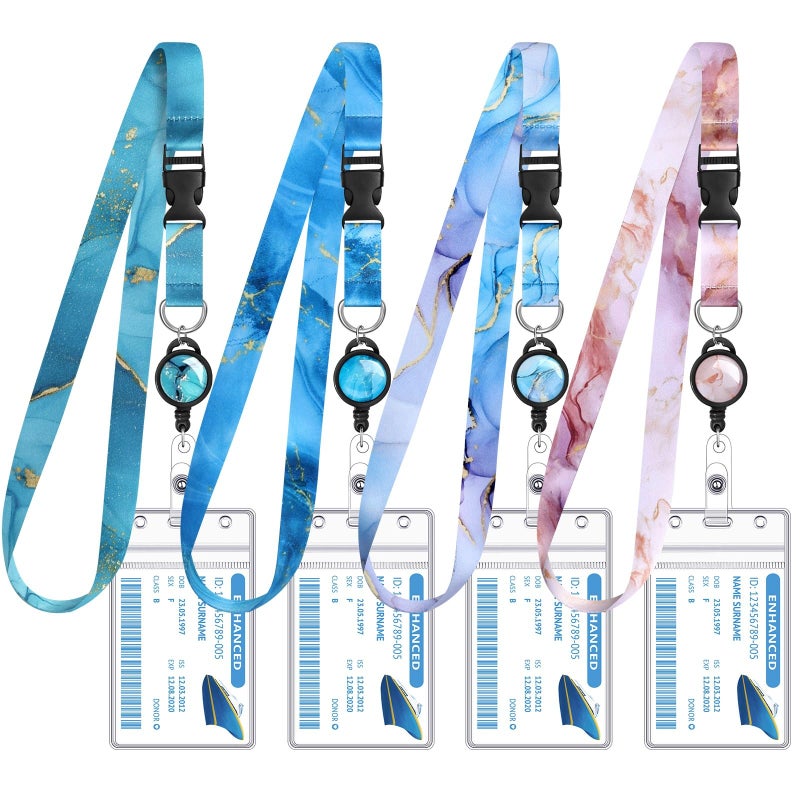 HONSIO 4 Pack Cruise Lanyard for Ship Cards Detachable Lanyards with Retractable Badge Reels and Waterproof ID Badge Holder, 2026 Cruise Essentials Accessories - Image 1