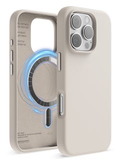 Elago Magnetic Liquid Silicone for iPhone 16 Pro MAX Case Cover Compatible with MagSafe Shockproof - Stone 