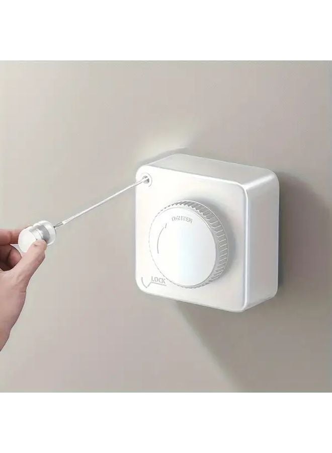 White Retractable Clothesline Indoor Outdoor Wall Mounted Non Sagging Drying Line - Image 1