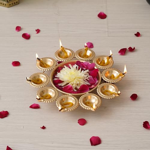 Webelkart Diya Shape Flower Decorative Urli Bowl for Home Decor Bowl for Floating Flowers and Tea Light Candles Home,Office and Table Decor| Decorative Items for Home (Designs-2) - Image 1