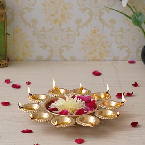 Webelkart Diya Shape Flower Decorative Urli Bowl for Home Decor Bowl for Floating Flowers and Tea Light Candles Home,Office and Table Decor| Decorative Items for Home (Designs-2) - Image 2