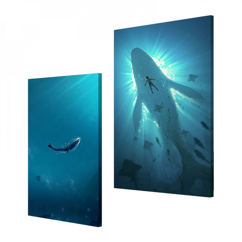 ماركتنا لوحة قماشية ثنائية بتصميم حوت - Image 2