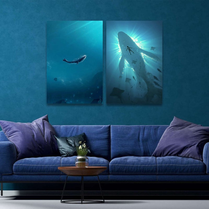 ماركتنا لوحة قماشية ثنائية بتصميم حوت - Image 1