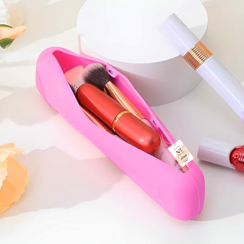 NFI essentials Large Travel Makeup Brush Holder, Silicone Portable Cosmetic Face Brushes Case with Magnetic Closure, Soft and Sleek Waterproof Small Makeup Brush Pouch - Image 2