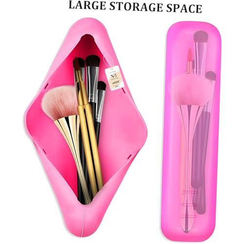 NFI essentials Large Travel Makeup Brush Holder, Silicone Portable Cosmetic Face Brushes Case with Magnetic Closure, Soft and Sleek Waterproof Small Makeup Brush Pouch - Image 5