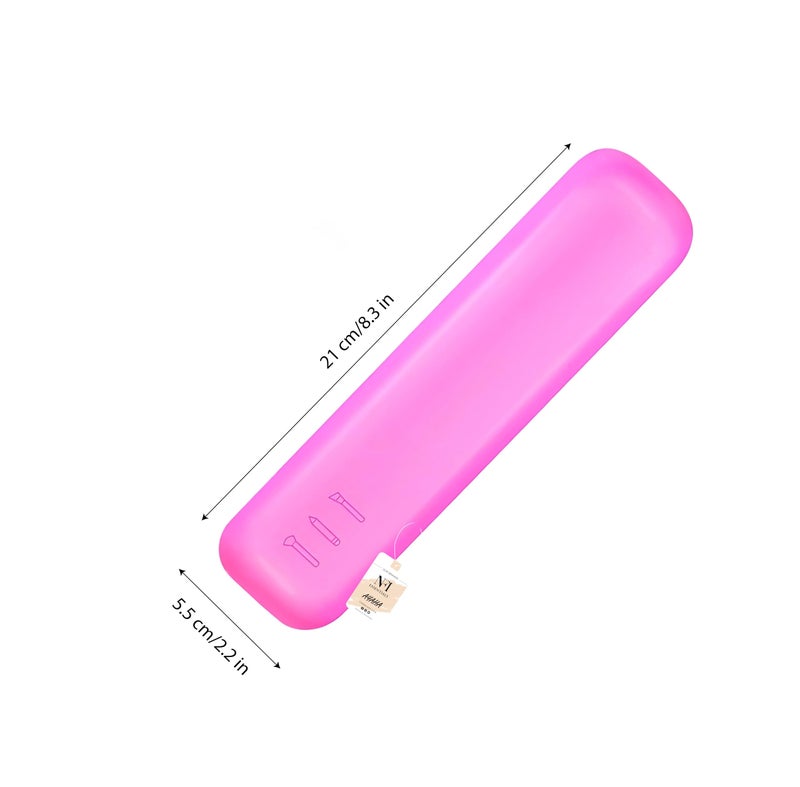 NFI essentials Large Travel Makeup Brush Holder, Silicone Portable Cosmetic Face Brushes Case with Magnetic Closure, Soft and Sleek Waterproof Small Makeup Brush Pouch - Image 4