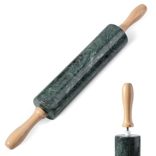 Koville Indian Green Marble Rolling Pin, Non-Stick Stone Dough Roller, 18 Inch Rolling Pin for Baking,Pasta, Dumpling, Ravioli, Fondant,Pie Crust, Kitchen Baking Pastry Tools, Kitchen Essential - Image 1