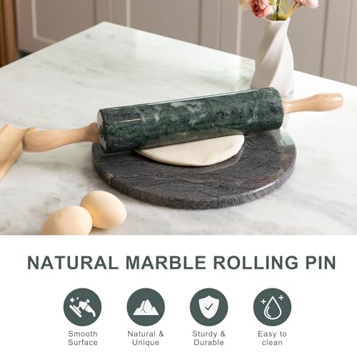Koville Indian Green Marble Rolling Pin, Non-Stick Stone Dough Roller, 18 Inch Rolling Pin for Baking,Pasta, Dumpling, Ravioli, Fondant,Pie Crust, Kitchen Baking Pastry Tools, Kitchen Essential - Image 5