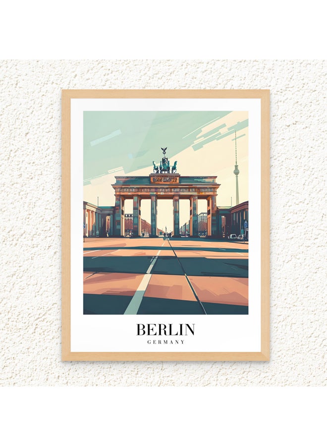 Art Decor Art Decor Framed Fine Art Portrait Print of Berlin Wall Brandenburg Gate Travel Poster Wall Décor for Home Living Room Bedroom Office Hotel Studio - Image 1
