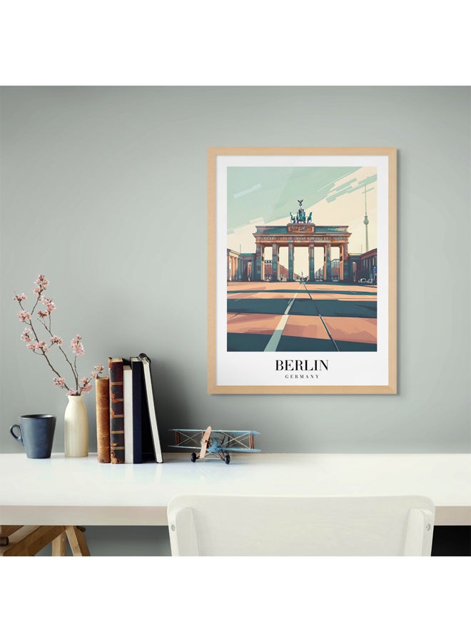 Art Decor Art Decor Framed Fine Art Portrait Print of Berlin Wall Brandenburg Gate Travel Poster Wall Décor for Home Living Room Bedroom Office Hotel Studio - Image 2