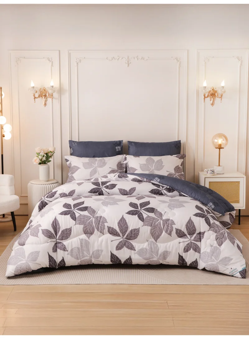 Donetella 6-Pcs Printed King Comforter Set | Fits 200x200 cm Size Bed | Soft Brushed Microfiber | Reversible Printed Comforter | 350 GSM Down Alternative Fill