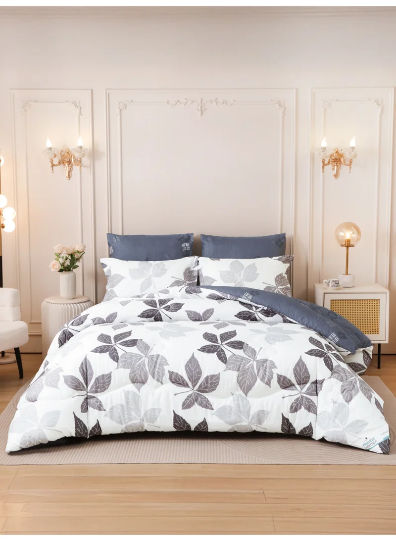 6-Pcs Printed King Comforter Set | Fits 200x200 cm Size Bed | Soft Brushed Microfiber | Reversible Printed Comforter | 350 GSM Down Alternative Fill